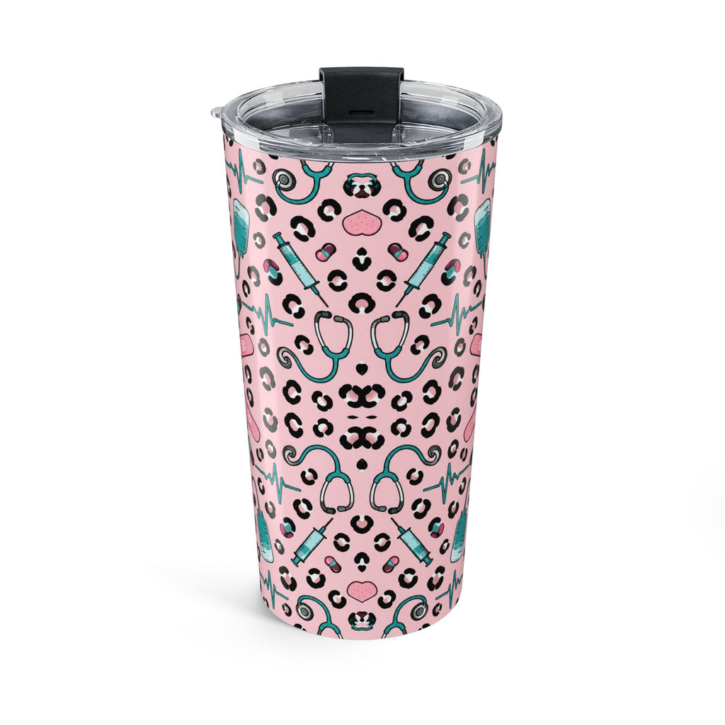 Pink Leopard Stethoscope Tumbler