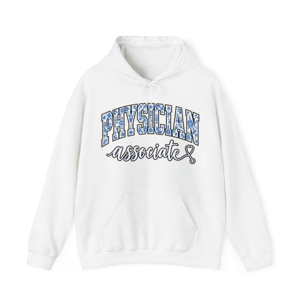 Physician Associate Floral Varsity Hoodie in White