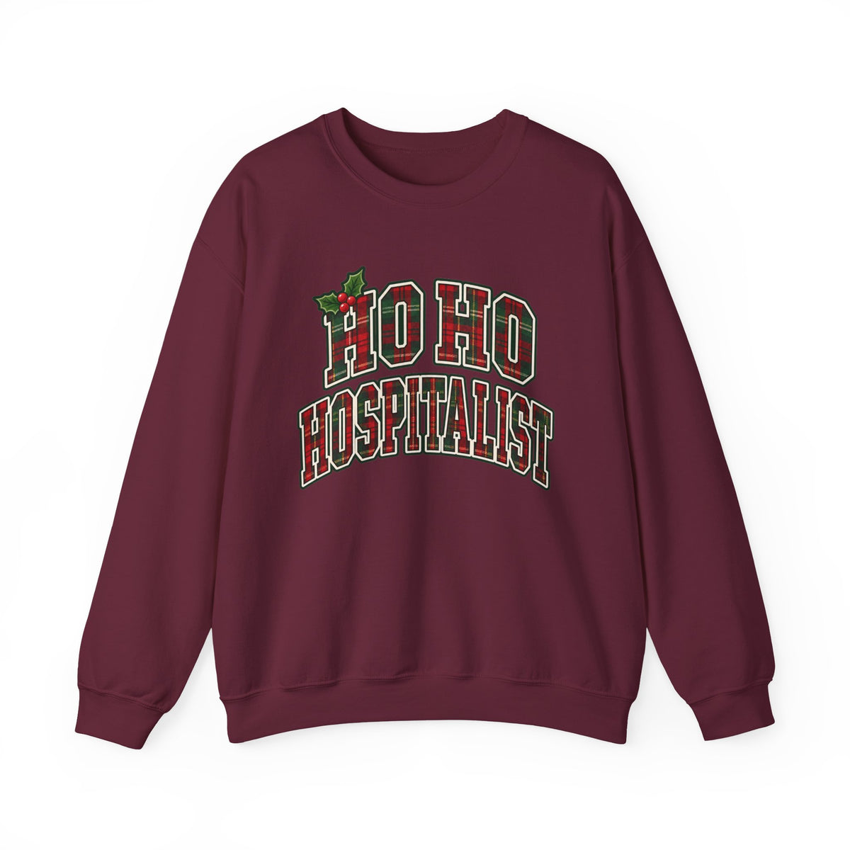 Ho Ho Hospitalist Plaid Sweatshirt in Maroon