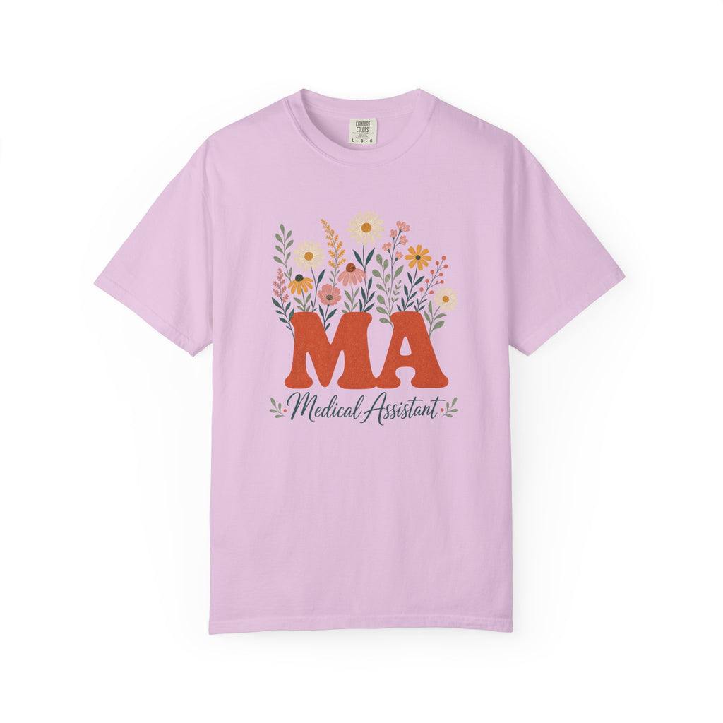 Floral Medical Assistant MA Comfort Colors 1717 tee in Orchid
