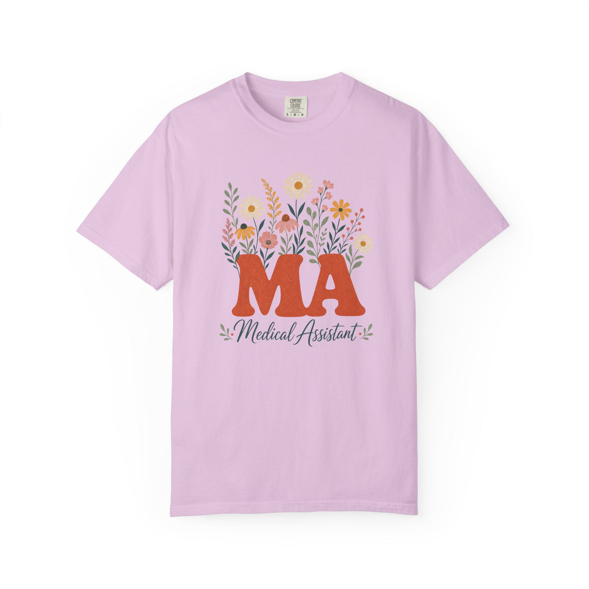 Floral Medical Assistant MA Comfort Colors 1717 tee in Orchid