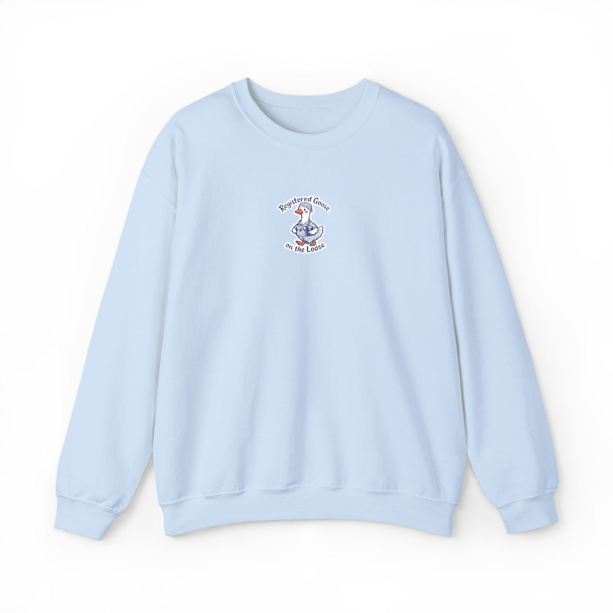 Registered Goose on the Loose Embroidered Sweatshirt in Light Blue