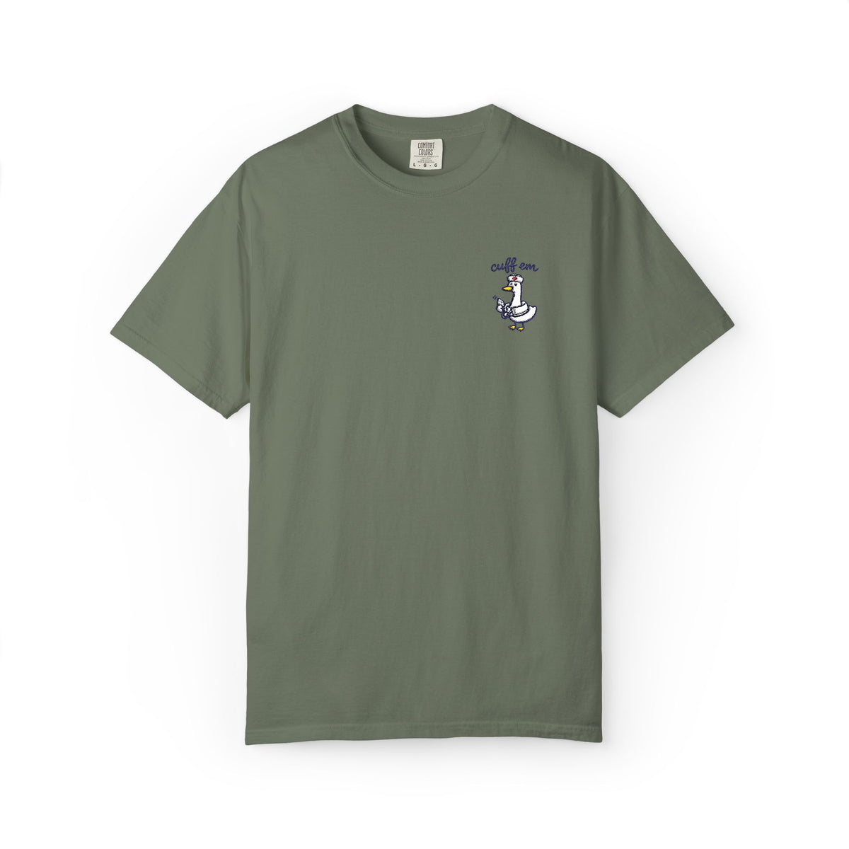 Cuff Em Goose Embroidered Shirt in Moss