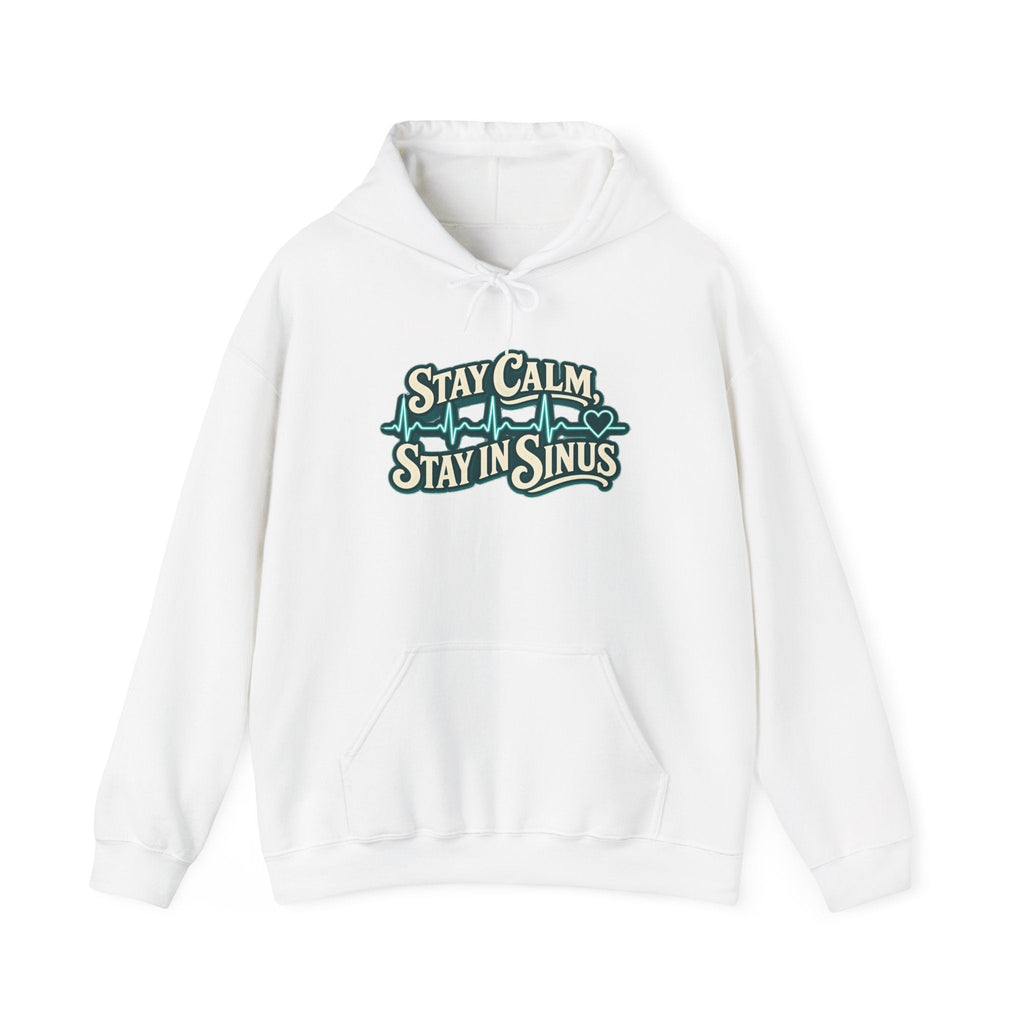 Stay Calm Stay in Sinus Hoodie in White