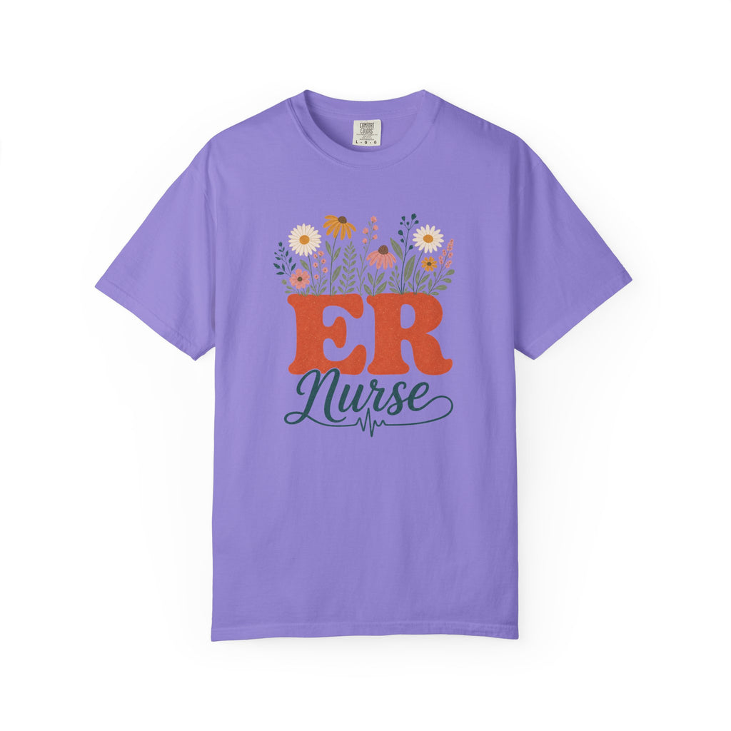 Wildflower ER Nurse Comfort Colors 1717 tee in Violet