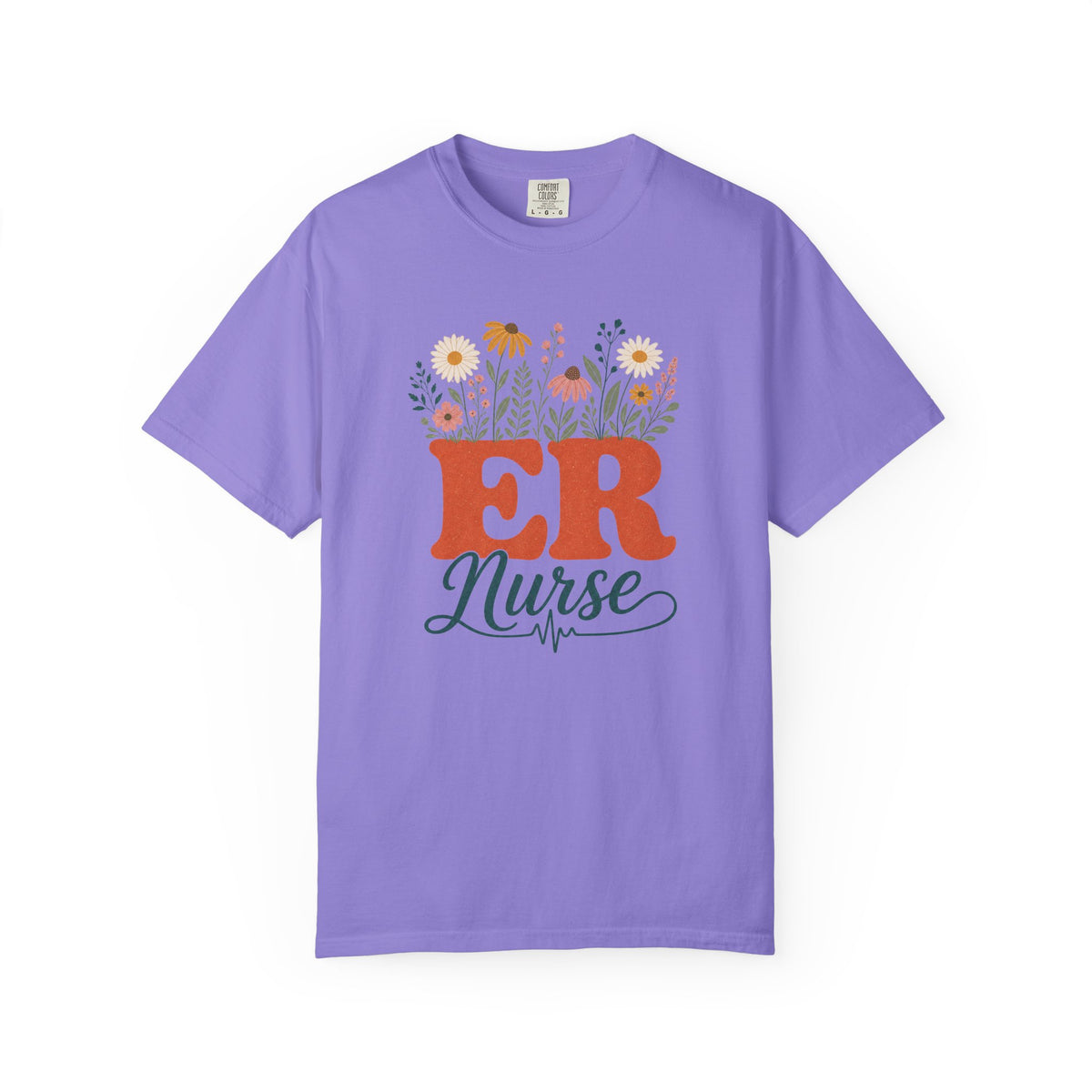 Wildflower ER Nurse Comfort Colors 1717 tee in Violet