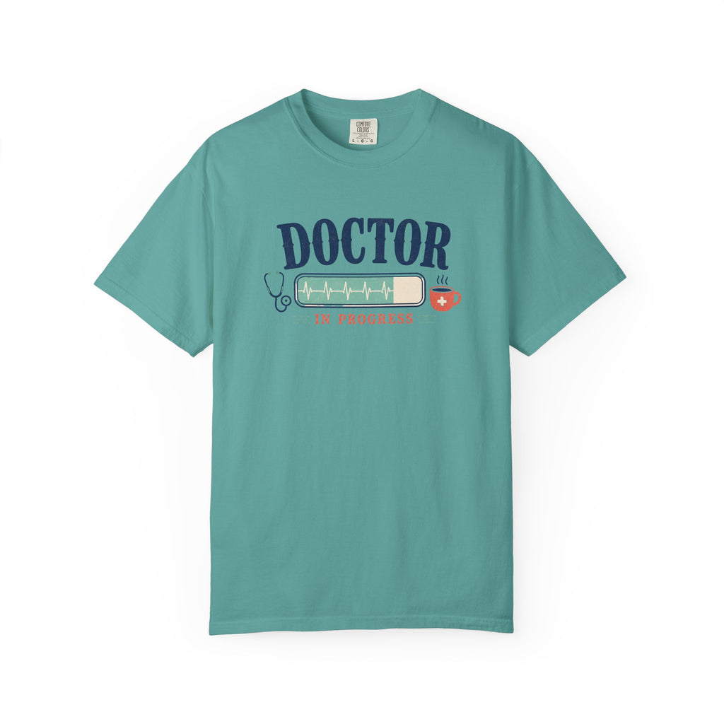 Doctor in Progress printed Comfort Colors 1717 tee in Seafoam