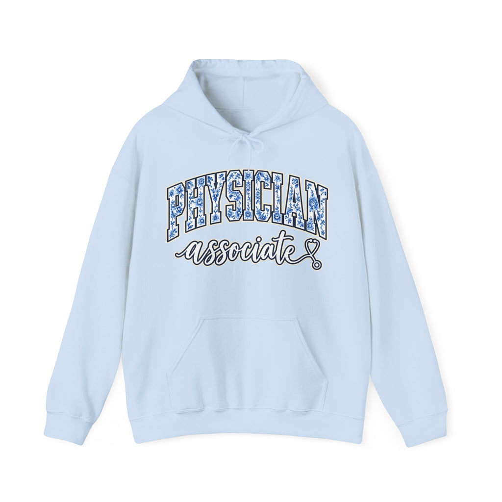 Physician Associate Floral Varsity Hoodie in Light Blue