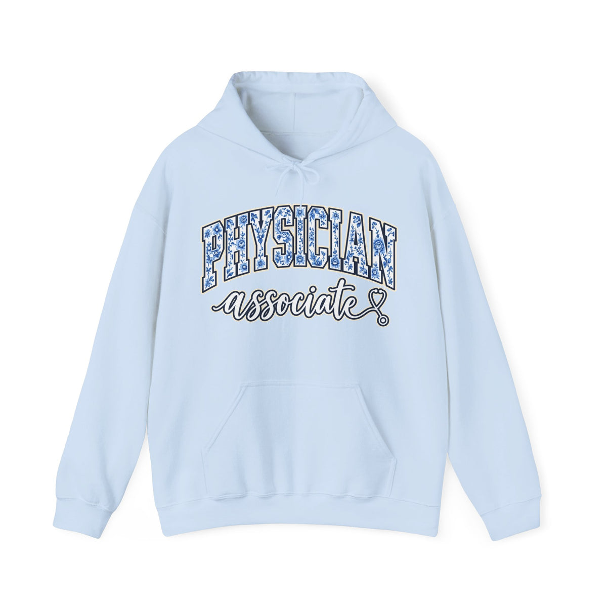Physician Associate Floral Varsity Hoodie in Light Blue