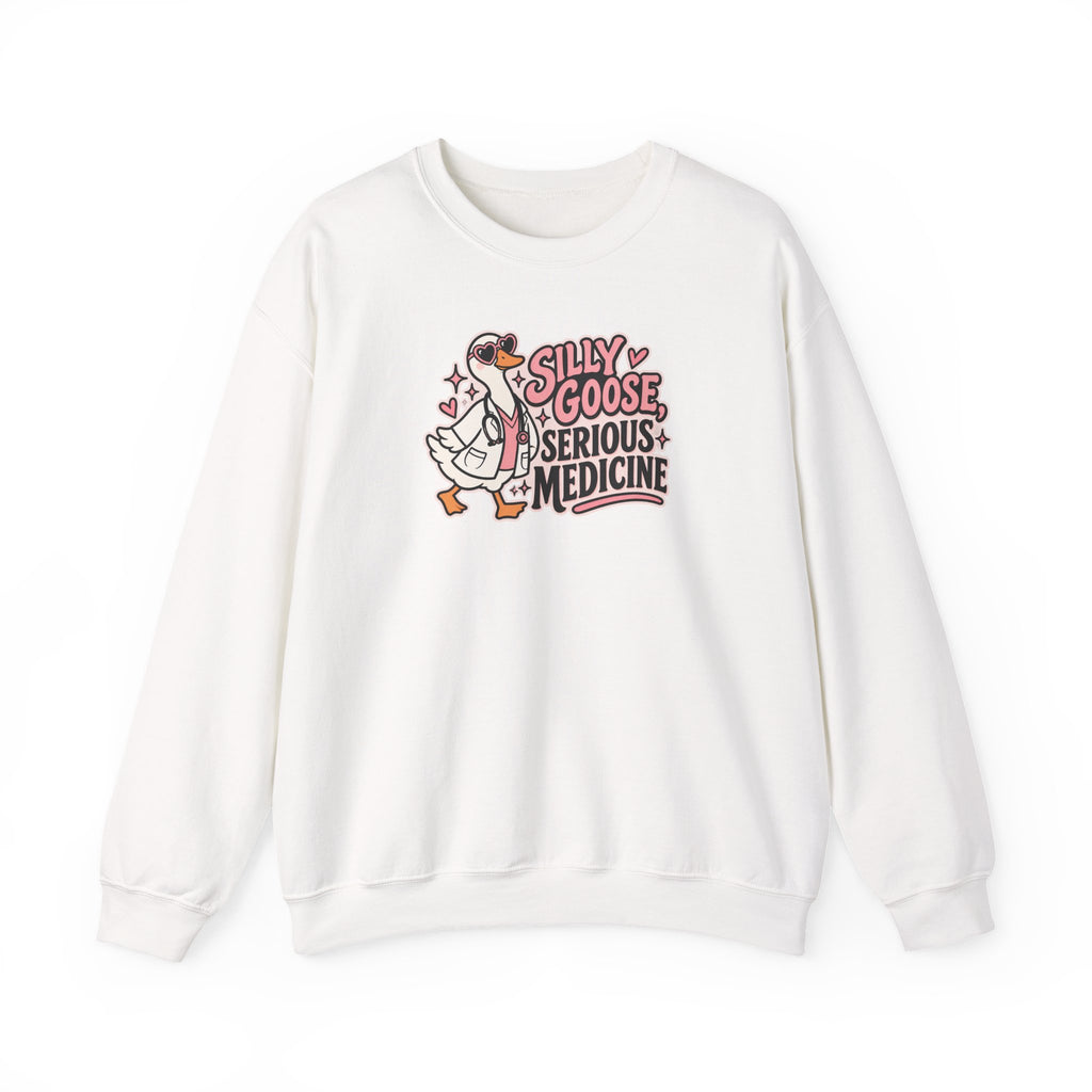 Silly Goose Serious Medicine Sweatshirt in White