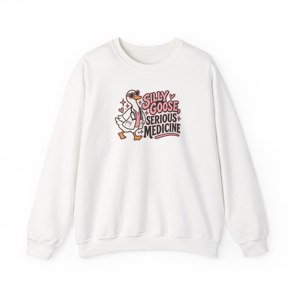 Silly Goose Serious Medicine Sweatshirt in White