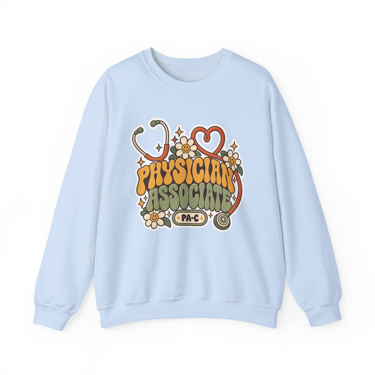 Physician Associate Retro Groovy Sweatshirt in Light Blue