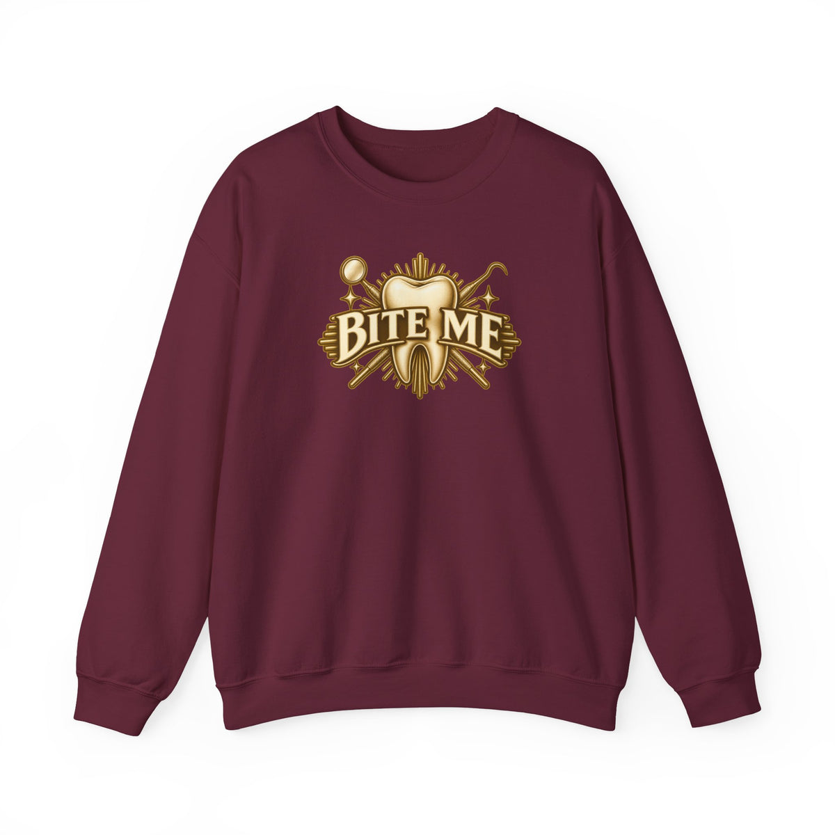 Bite Me Crest Sweatshirt in Maroon