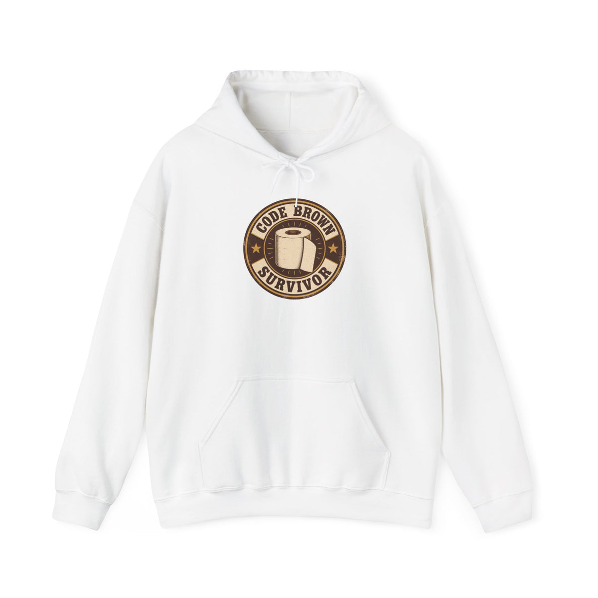 Code Brown Survivor Hoodie | Funny Nurse & CNA Gift in White
