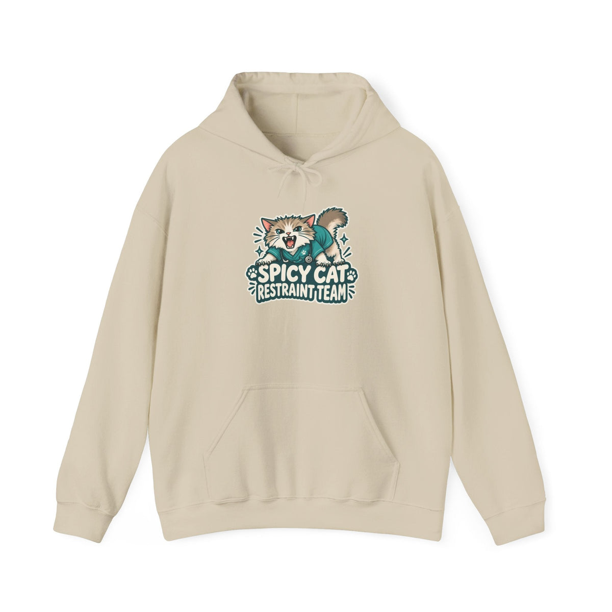 Spicy Cat Restraint Team Hoodie in Sand