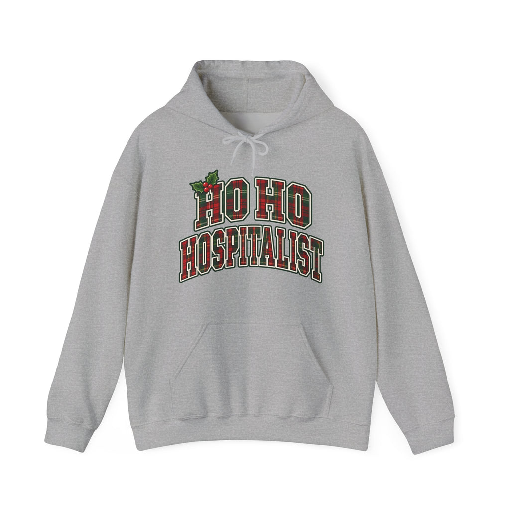 Ho Ho Hospitalist Plaid Hoodie in Sport Grey