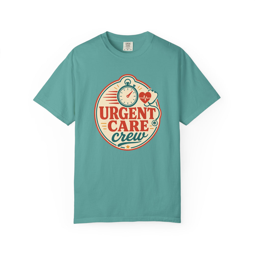 Urgent Care Crew printed Comfort Colors1717 tee in Seafoam