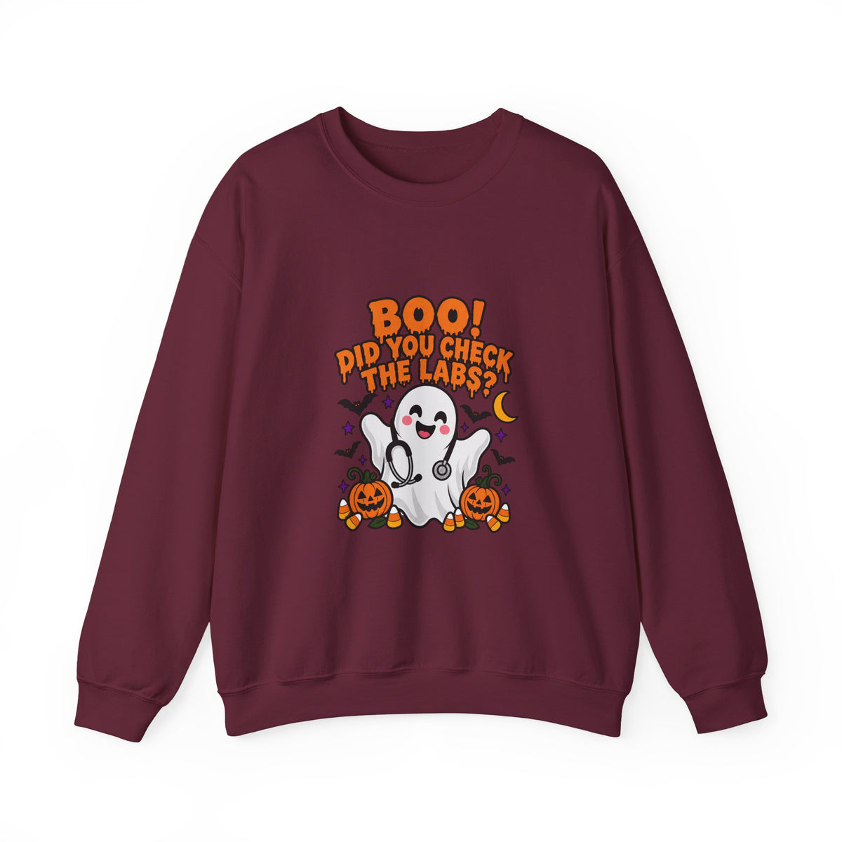 Boo! Did You Check the Labs? Sweatshirt in Maroon