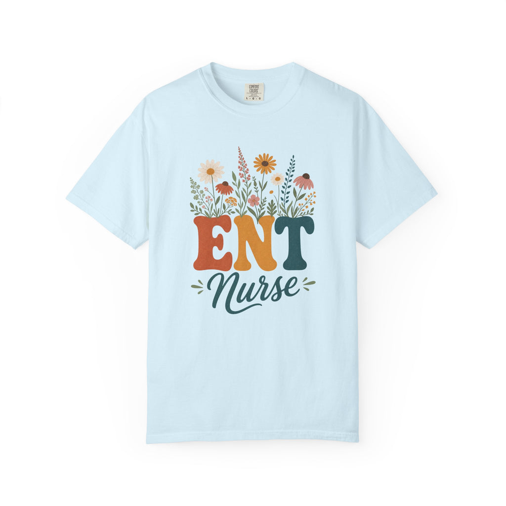 Wildflower ENT Nurse Comfort Colors 1717 tee in Chambray