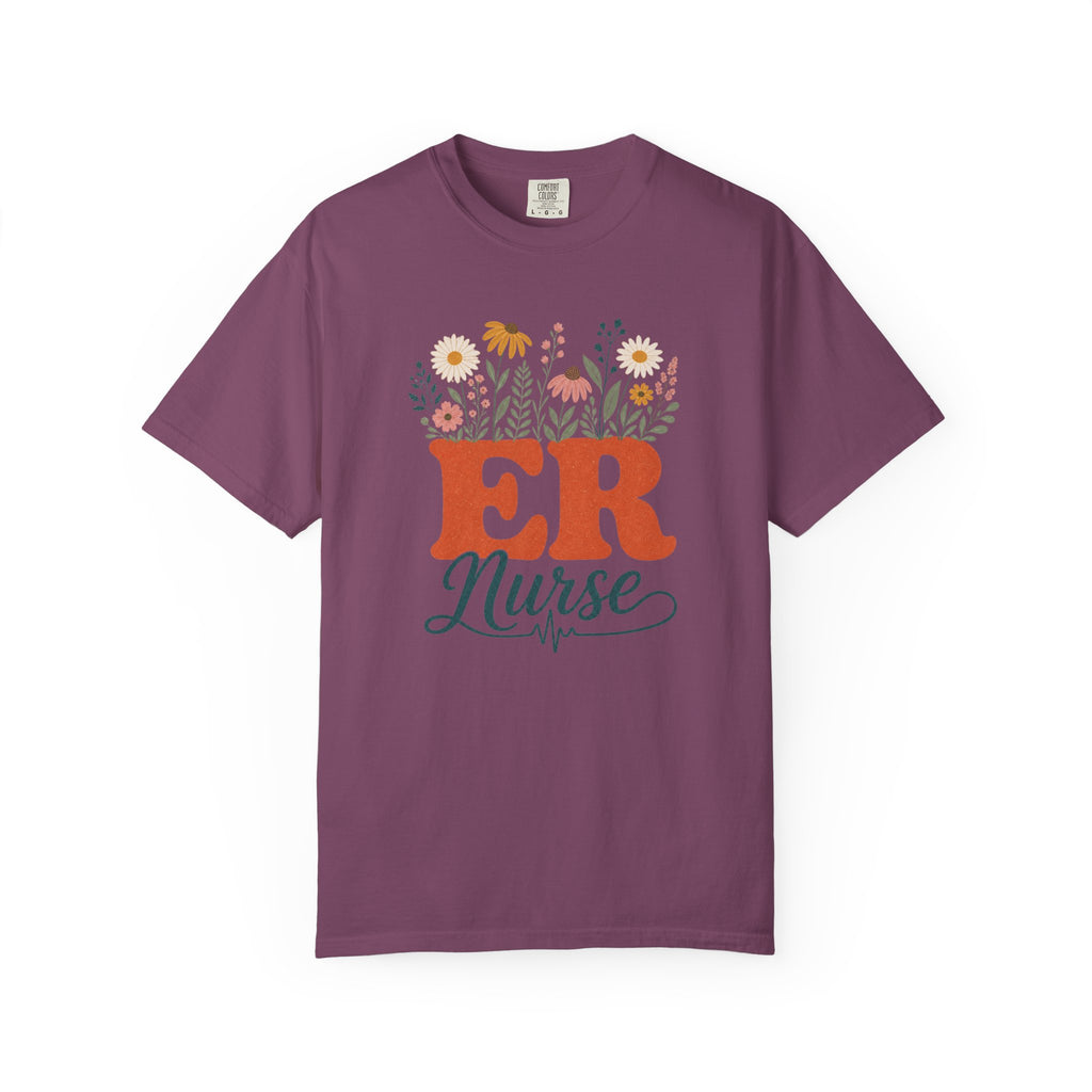 Wildflower ER Nurse Comfort Colors 1717 tee in Berry