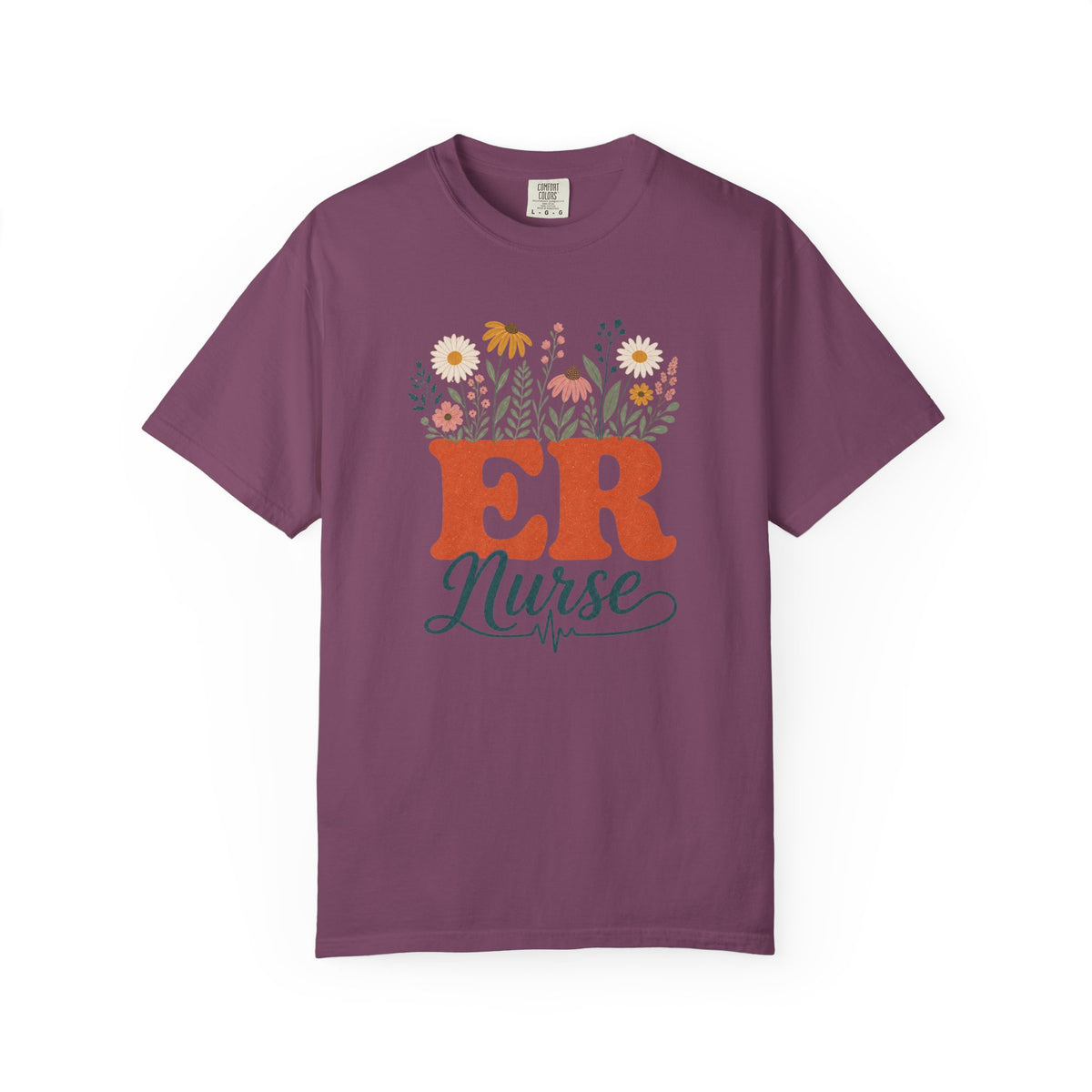 Wildflower ER Nurse Comfort Colors 1717 tee in Berry