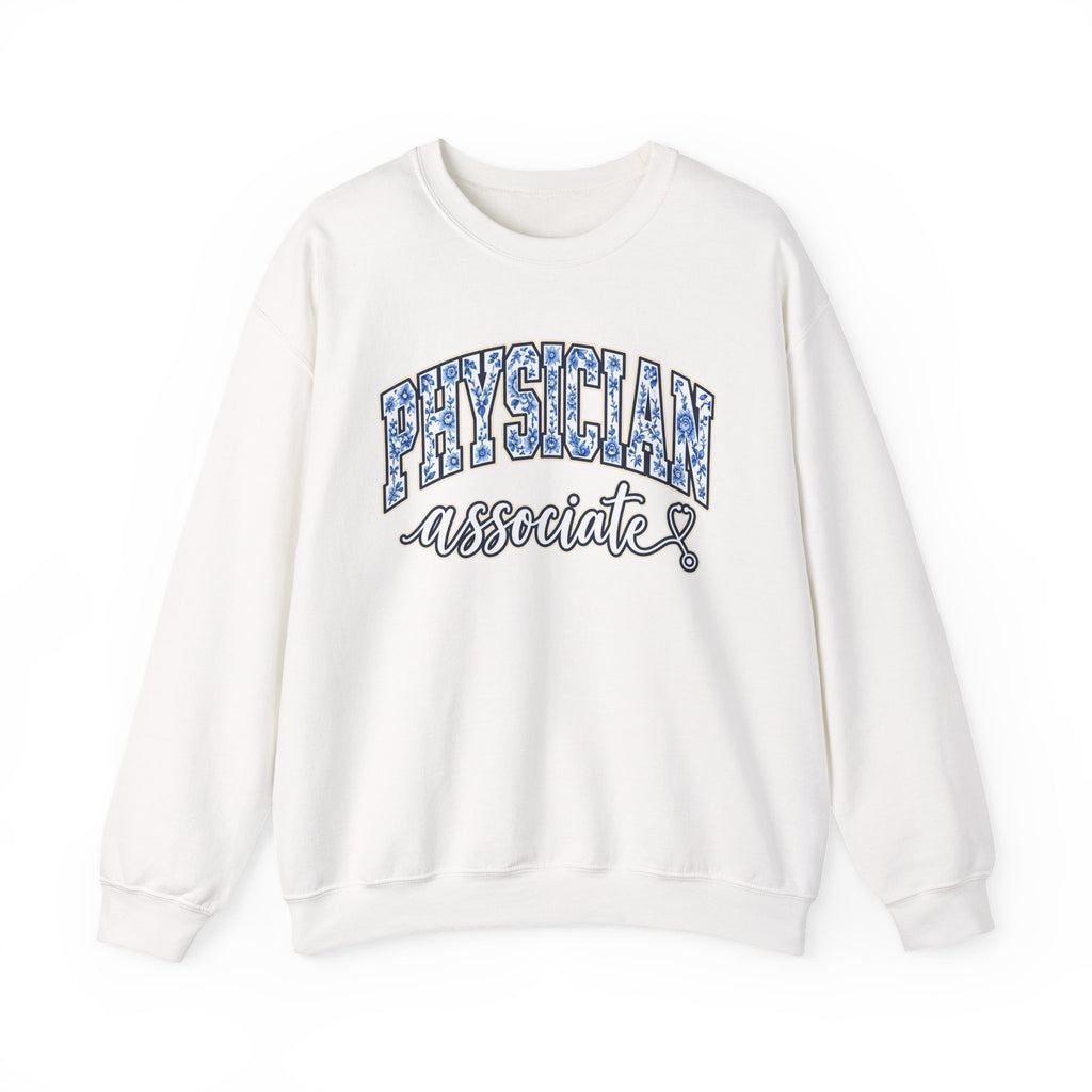 Physician Associate Floral Varsity Sweatshirt in White