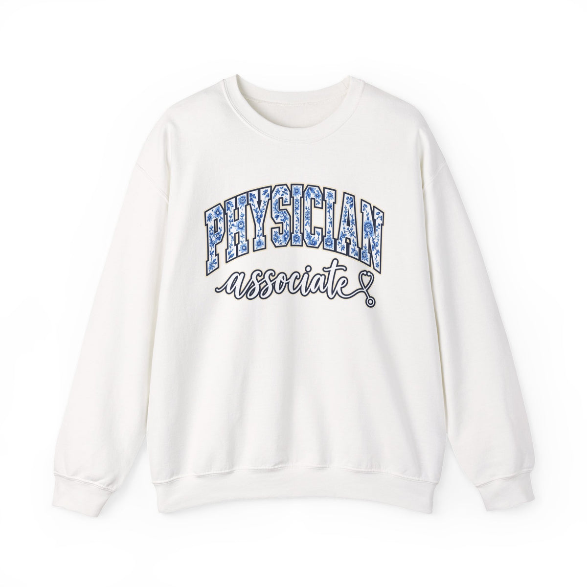 Physician Associate Floral Varsity Sweatshirt in White