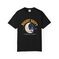 Night Shift Social Club moon and coffee Comfort Colors 1717 tee in Black