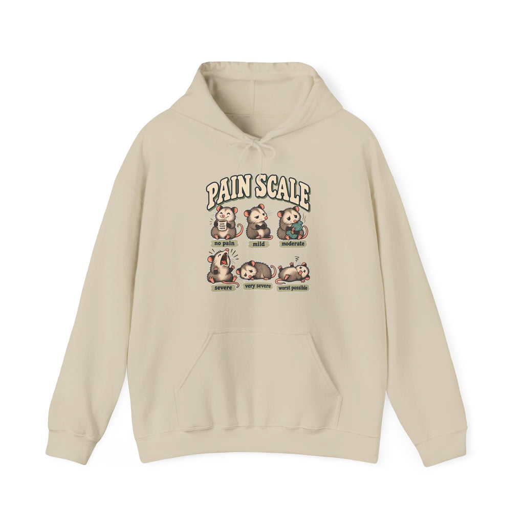Pain Scale Opossum Hoodie in Sand