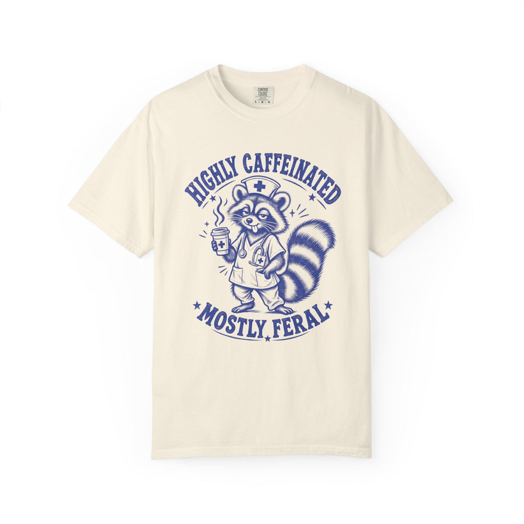 Highly Caffeinated Mostly Feral Raccoon Shirt in Ivory