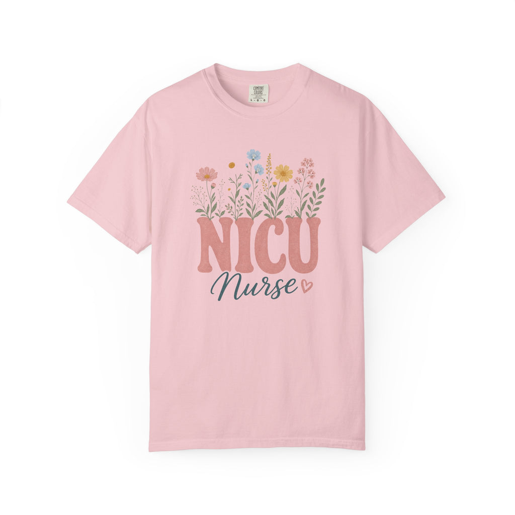 Pastel wildflower NICU Nurse Comfort Colors 1717 tee in Blossom