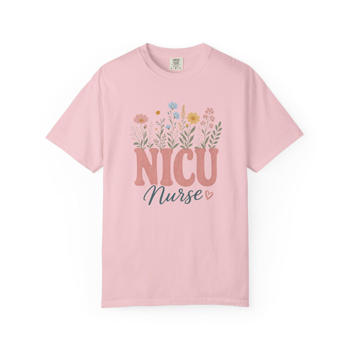 Pastel wildflower NICU Nurse Comfort Colors 1717 tee in Blossom