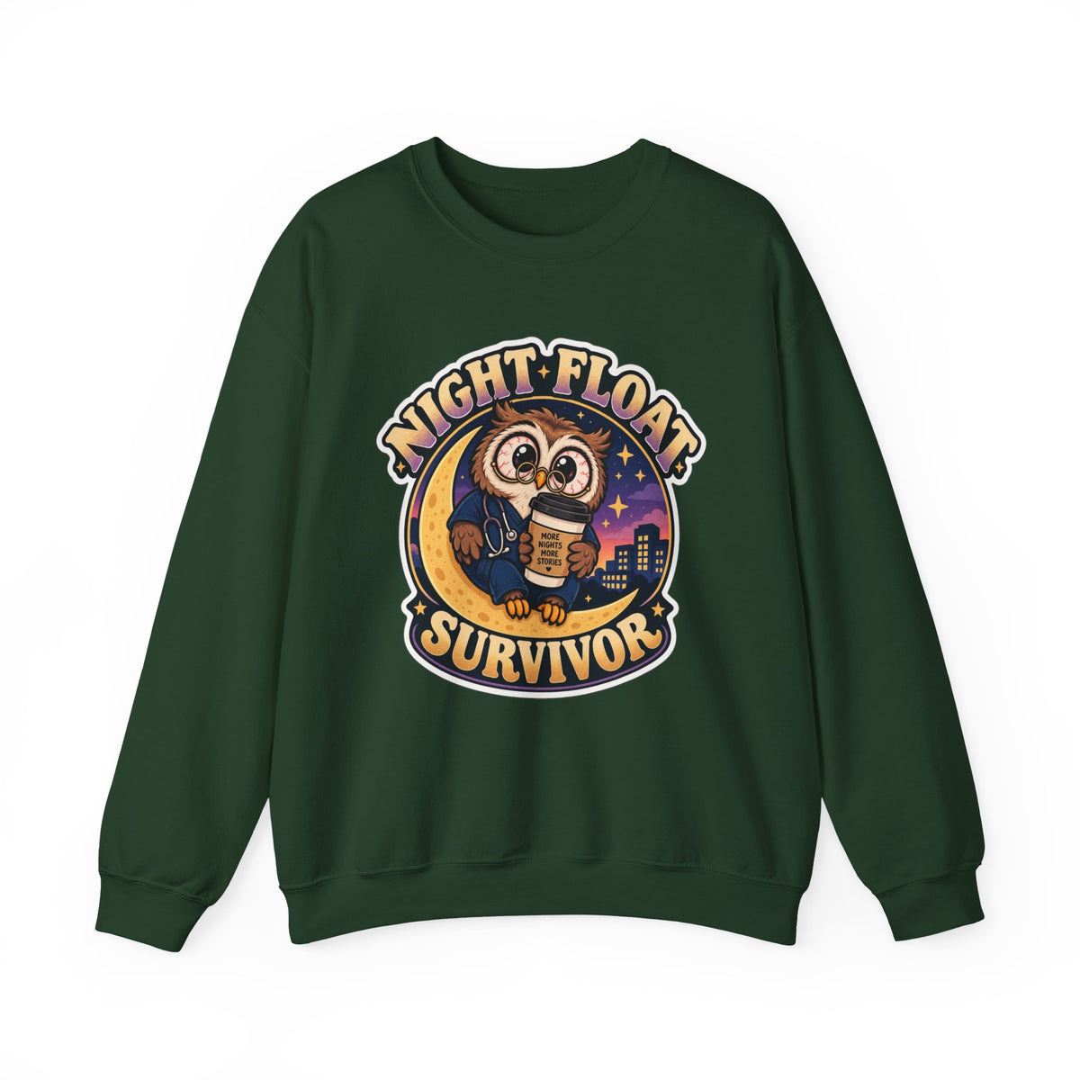 Night Float Survivor Sweatshirt in Forest Green