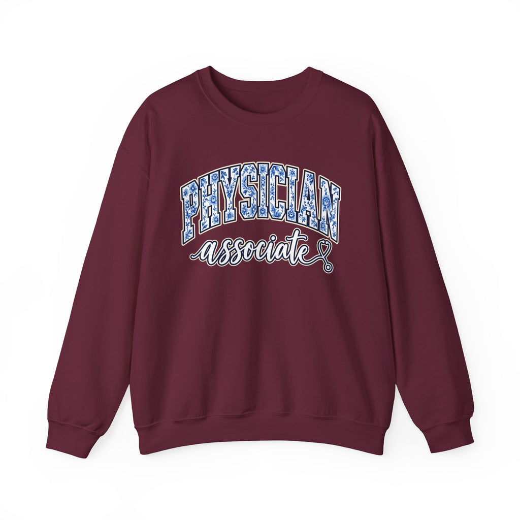 Physician Associate Floral Varsity Sweatshirt in Maroon