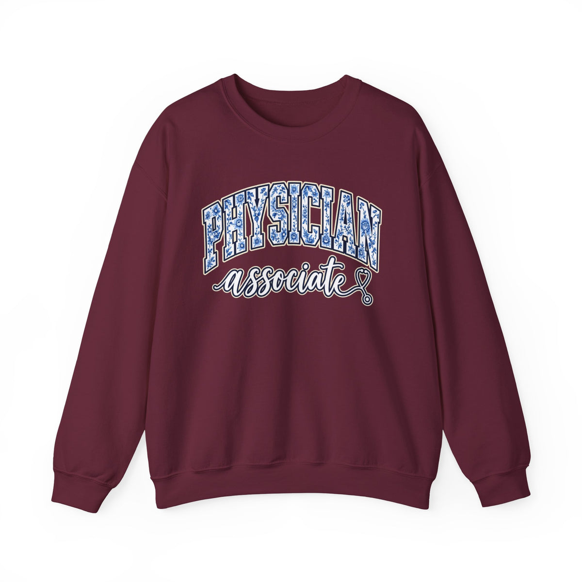 Physician Associate Floral Varsity Sweatshirt in Maroon