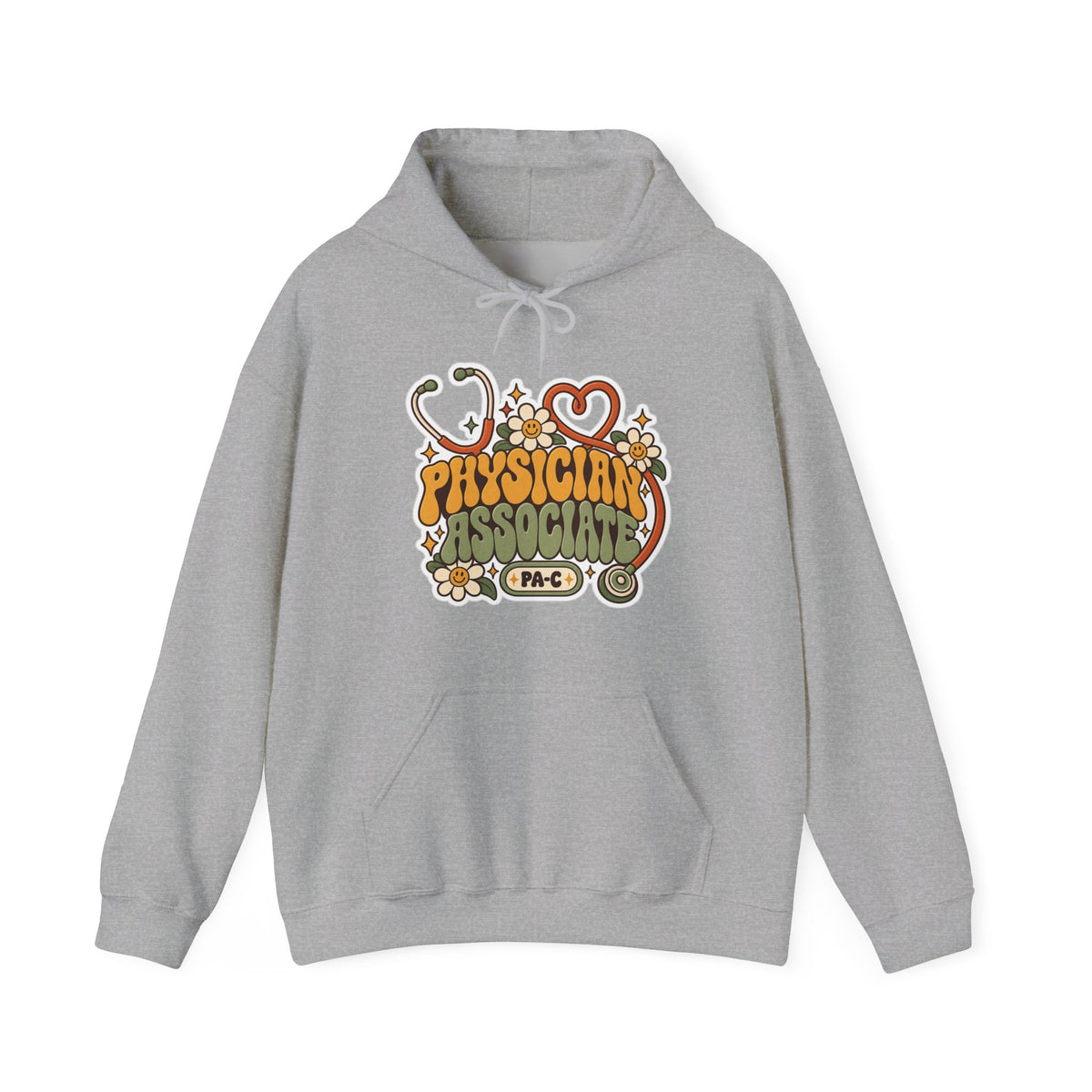 Physician Associate Retro Groovy Hoodie in Sport Grey