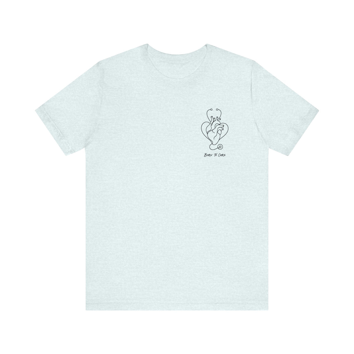 Born to Care Heart Stethoscope T-Shirt in Heather Ice Blue