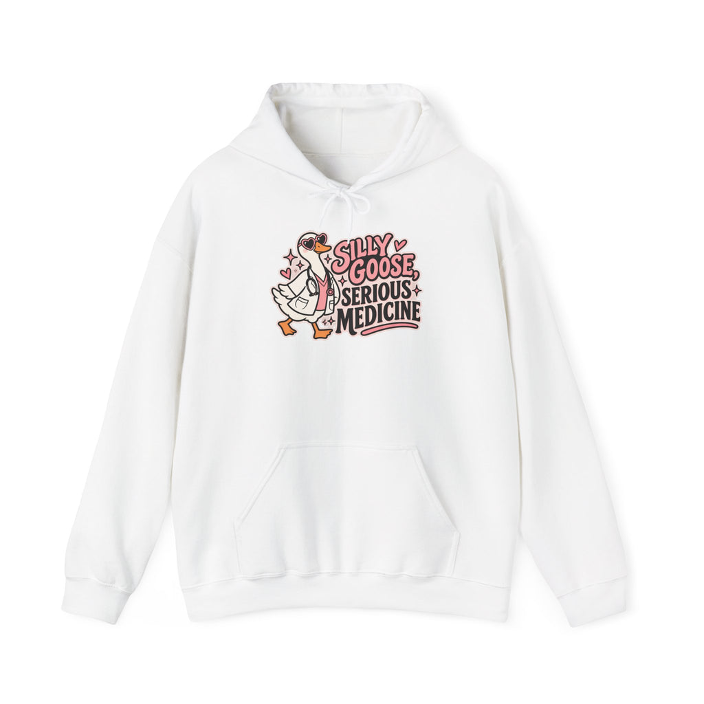 Silly Goose Serious Medicine Hoodie in White