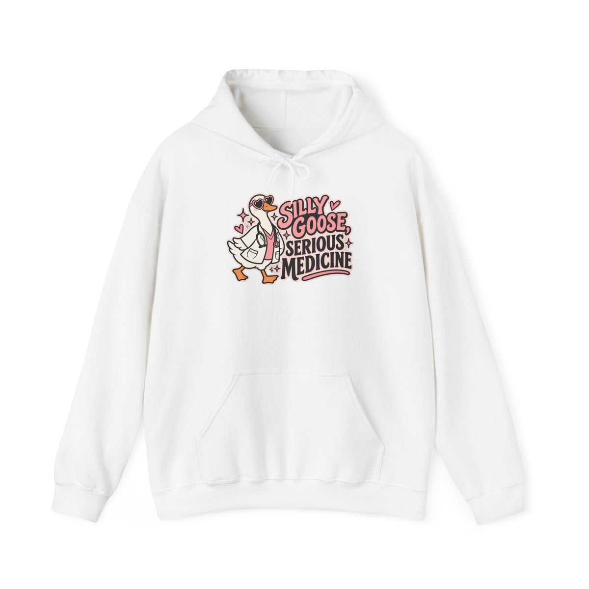 Silly Goose Serious Medicine Hoodie in White