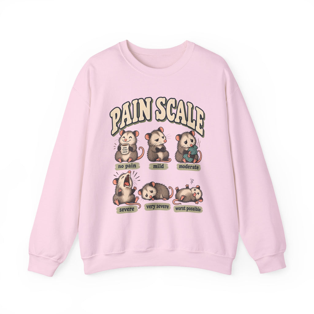 Pain Scale Opossum Sweatshirt in Light Pink