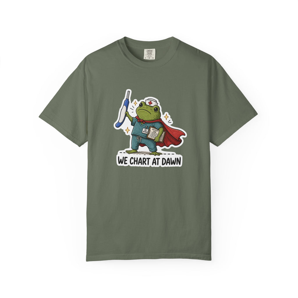 We Chart at Dawn Frog Shirt in Moss