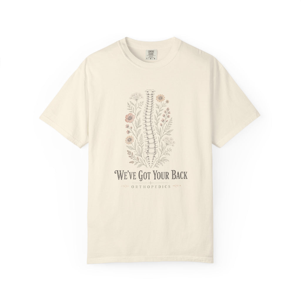 We've Got Your Back Orthopedics floral spine Comfort Colors 1717 tee in Ivory