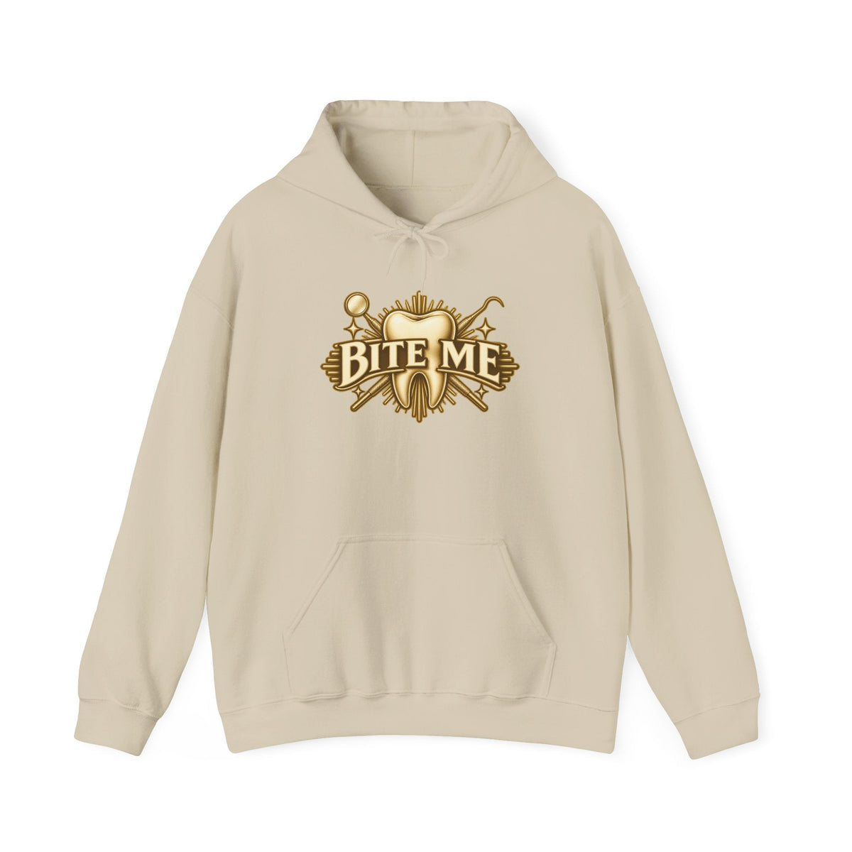 Bite Me Crest Hoodie in Sand