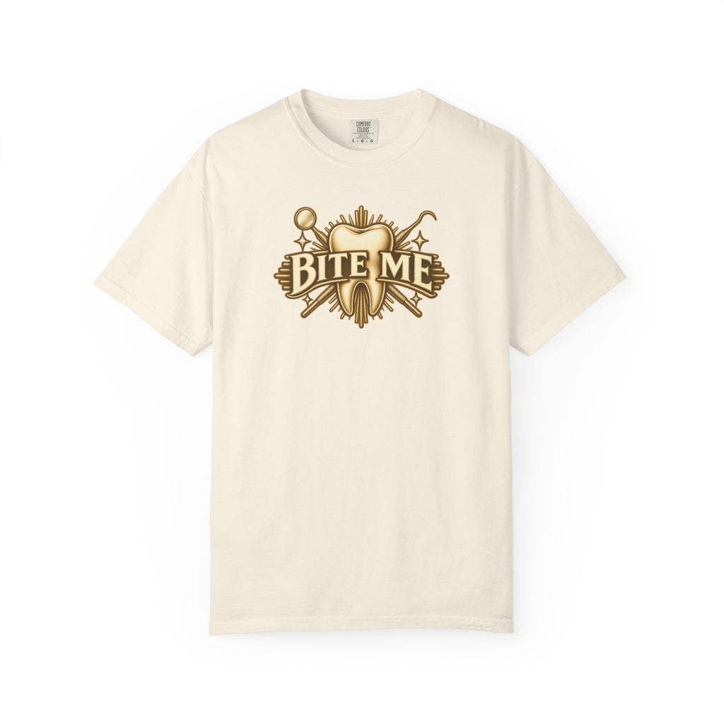 Bite Me Crest Shirt in Ivory
