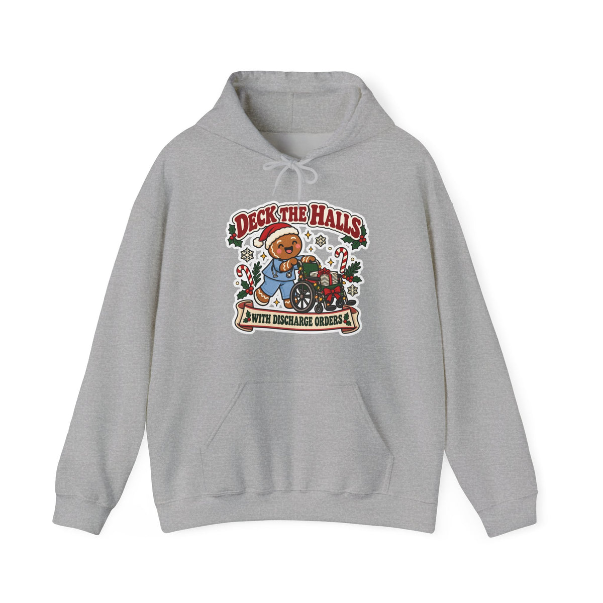 Deck the Halls with Discharge Orders Hoodie in Sport Grey