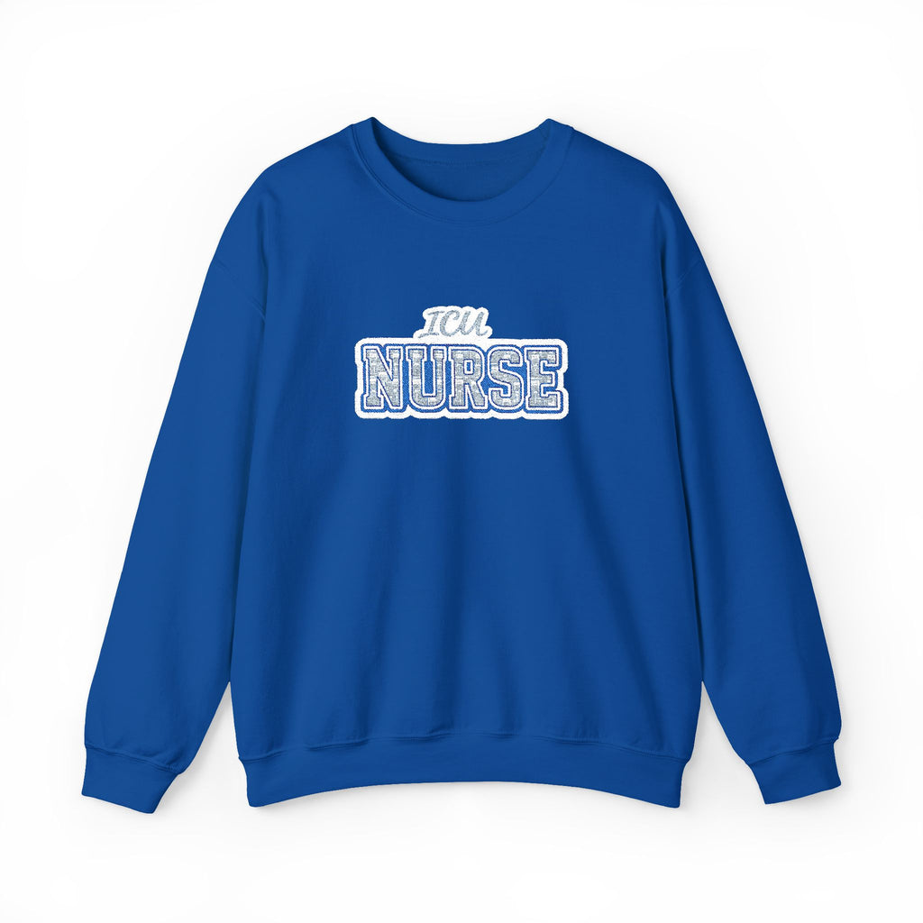 ICU Nurse Collegiate Embroidered Sweatshirt in Royal