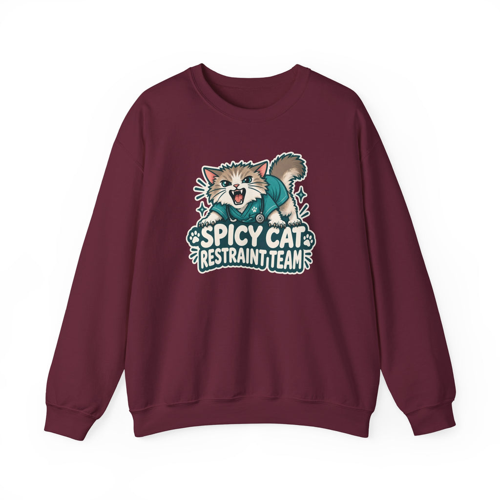 Spicy Cat Restraint Team Sweatshirt in Maroon
