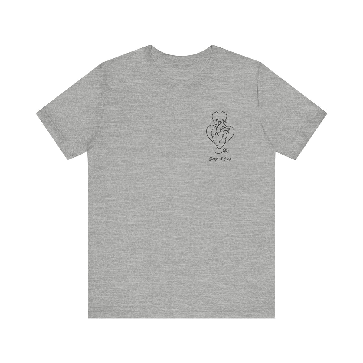 Born to Care Heart Stethoscope T-Shirt in Athletic Heather