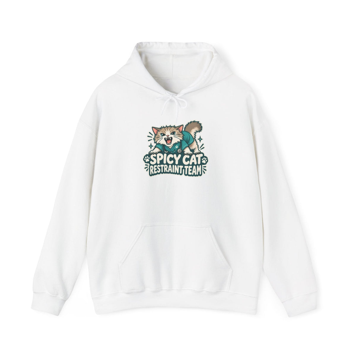 Spicy Cat Restraint Team Hoodie in White