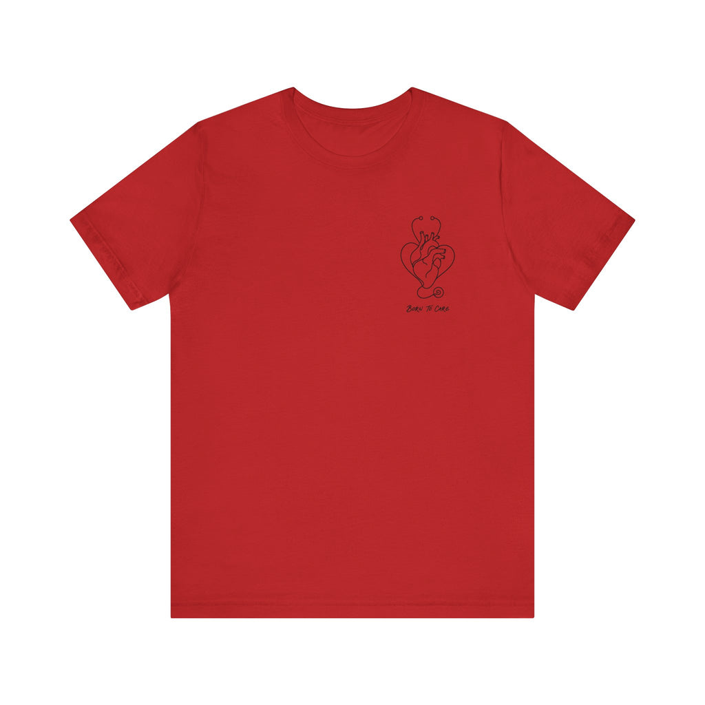 Born to Care Heart Stethoscope T-Shirt in Red
